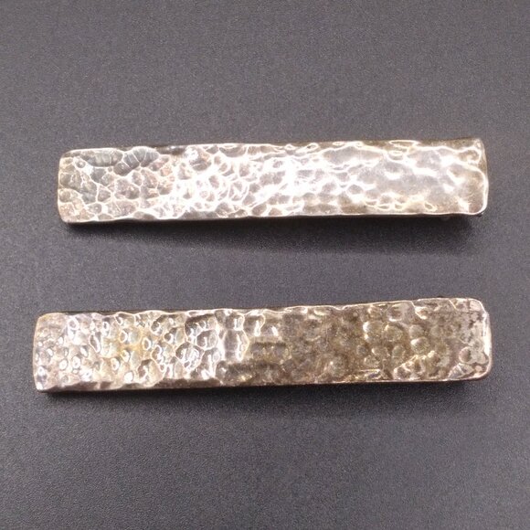 Vintage ROBERT LEE MORRIS Hammered Sterling Silver Pair of Hair Barrettes - Picture 1 of 5